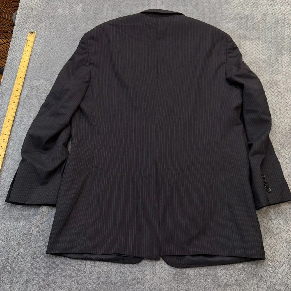 Jos A Bank Blazer Men 46L Black Pinstripe Regular Fit Two Button Wool Sport Coat